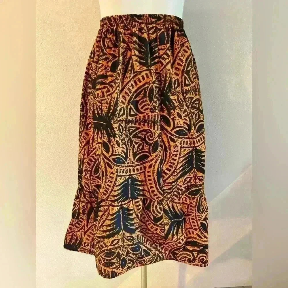 Tribal Print Midi Skirt - Size 6